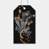 Exclusieve gouden en zwarte bloemrijke bruidsdouch cadeaulabel (Achterkant)