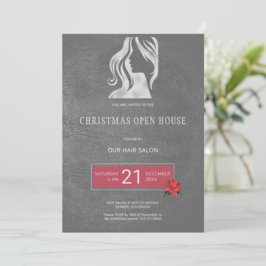 Exclusieve hair Salon met Kerstmis Open House Part Kaart (Staand voorkant)