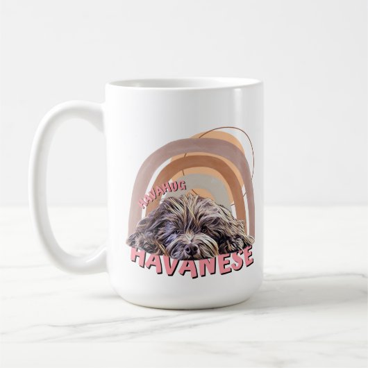 Exclusieve HavaHug Havanese, Chocolade, Hondenlief Koffiemok (Links)