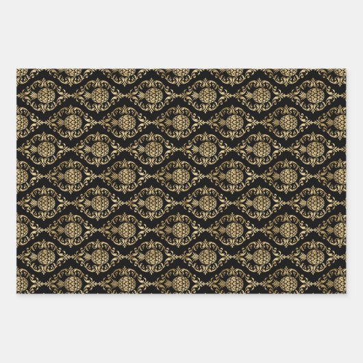 Exclusieve Luxury Black en Gold Pattern-cadeau Inpakpapier Vel (Voorkant 3)