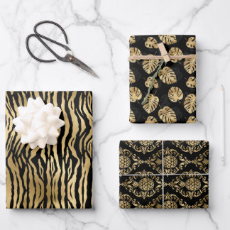 Exclusieve Luxury Black en Gold Pattern-cadeau Inpakpapier Vel