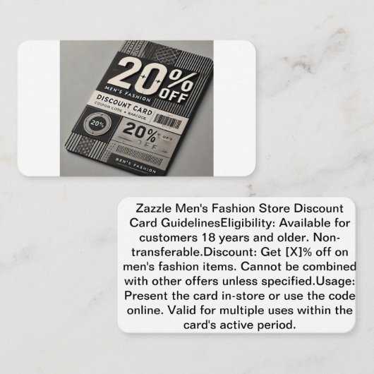 Exclusieve Mannen Mode Store Korting Kaart – Opsla (Voorkant / Achterkant)