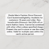 Exclusieve Mannen Mode Store Korting Kaart – Opsla (Achterkant)