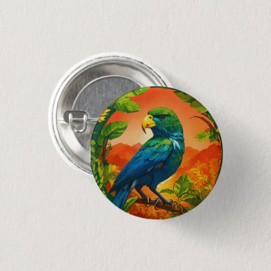 Exclusieve Parrot Design ronde Button – Vibrant Tr (Voorkant /achterkant)
