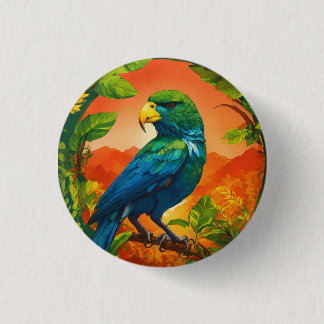Exclusieve Parrot Design ronde Button – Vibrant Tr