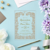 Exclusieve Quinceanera Hemels Goud Acryl Uitnodigingen (Insitu (Huwelijk))