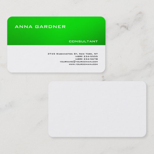 Exclusieve trendmatige, witte, groene streep, mode visitekaartje (Voorkant / Achterkant)