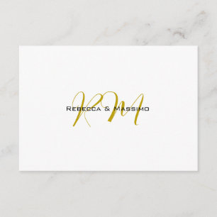 Exclusieve unieke gouden kleur monogram moderne na informatiekaartje