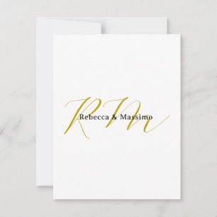 Exclusieve unieke gouden kleur monogram moderne na notitiekaartje