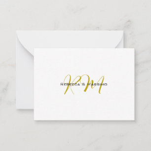 Exclusieve unieke gouden kleur monogram moderne na notitiekaartje