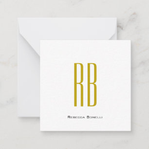 Exclusieve unieke gouden kleur monogram moderne na notitiekaartje
