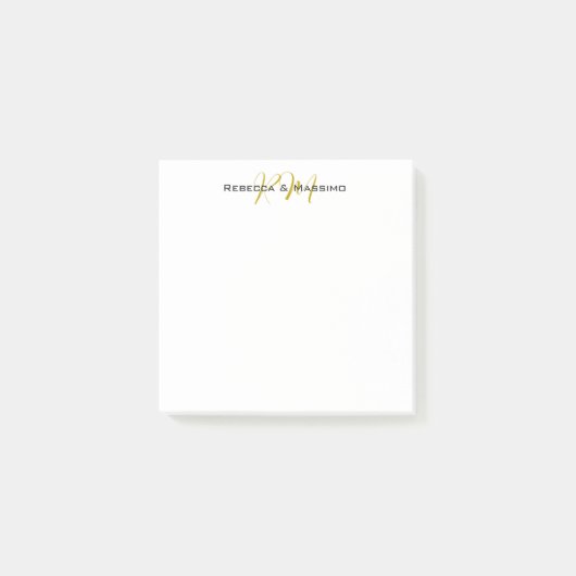 Exclusieve unieke gouden kleur monogram moderne na post-it® notes (Voorkant)