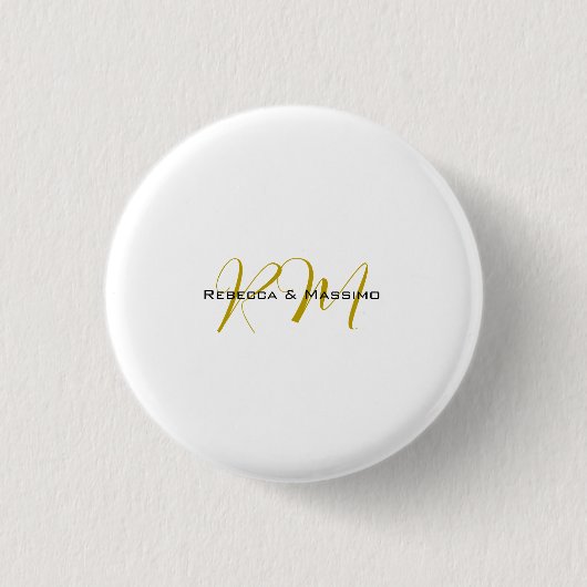 Exclusieve unieke gouden kleur monogram moderne na ronde button 3,2 cm (Voorkant)
