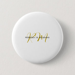 Exclusieve unieke gouden kleur monogram moderne na ronde button 5,7 cm