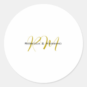 Exclusieve unieke gouden kleur monogram moderne na ronde sticker