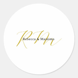 Exclusieve unieke gouden kleur monogram moderne na ronde sticker