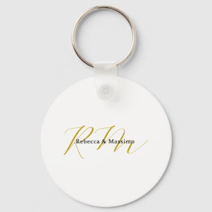 Exclusieve unieke gouden kleur monogram moderne na sleutelhanger