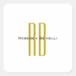 Exclusieve unieke gouden kleur monogram moderne na vierkante sticker