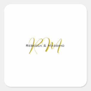 Exclusieve unieke gouden kleur monogram moderne na vierkante sticker