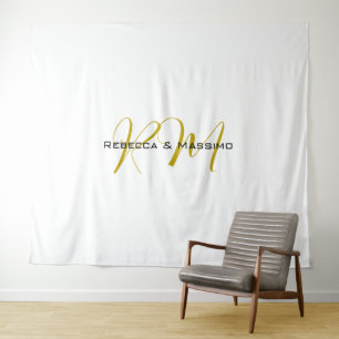 Exclusieve unieke gouden kleur monogram moderne na wandkleed