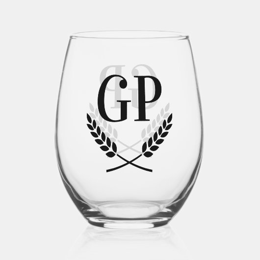 Exclusieve wijnglazen gepersonaliseerd met initial wijnglas zonder voet (Voorkant)