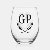 Exclusieve wijnglazen gepersonaliseerd met initial wijnglas zonder voet (Achterkant)