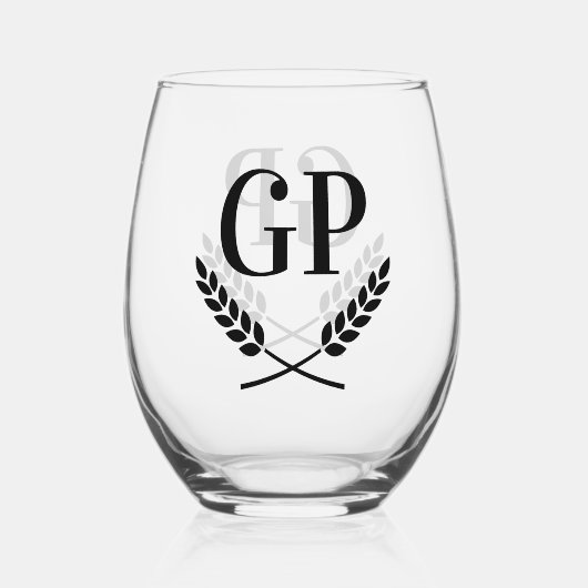 Exclusieve wijnglazen gepersonaliseerd met initial wijnglas zonder voet (Achterkant)