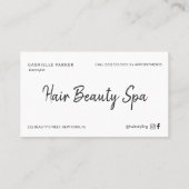 Exclusieve zilvergrijs lederen look haarstylist visitekaartje (Achterkant)