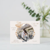 Exclusieve zwart gouden bloemen Save the date Briefkaart (Staand voorkant)