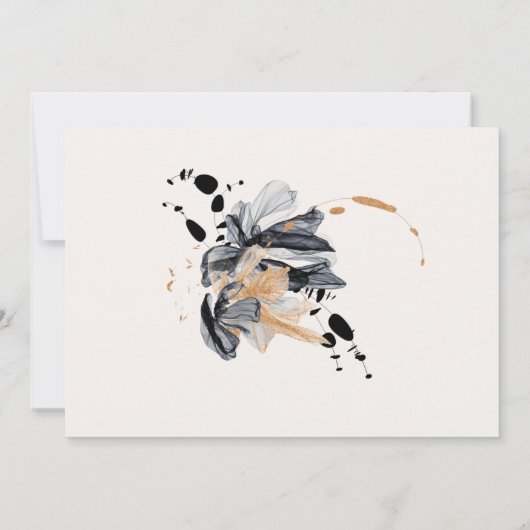 Exclusieve zwart gouden bloemen Save the date Kaart (Achterkant)