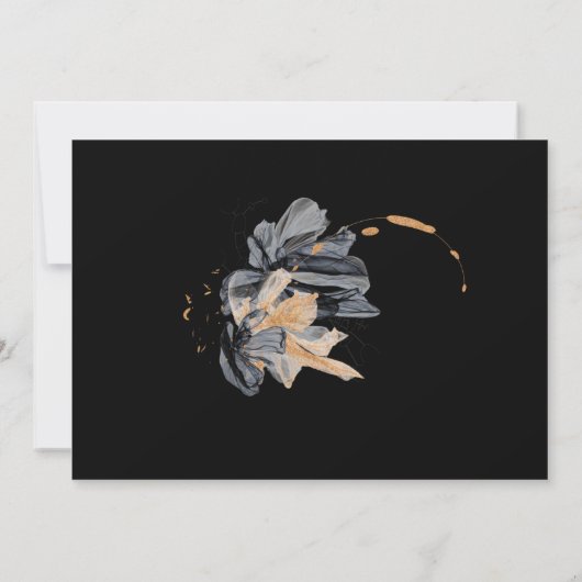 Exclusieve zwart gouden bloemen Save the date Kaart (Achterkant)