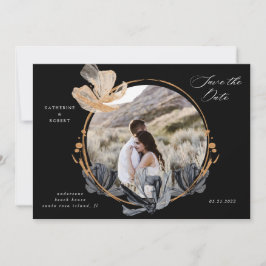 Exclusieve zwart gouden bloemen Save the date Kaart