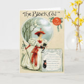 EXCLUSIEVE "ZWARTE KAT" ART NOUVEAU HALLOWEEN KAART (Gele Bloem)