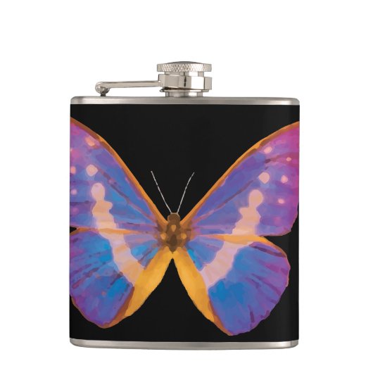 Excotische vlinder Waterverf Heupfles (Voorkant)