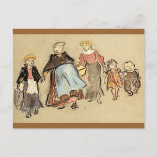 Excursie - Kinder, Vrouwen, -  motief Briefkaart