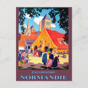 Excursies in Normandië, Frankrijk, vintage reis Briefkaart