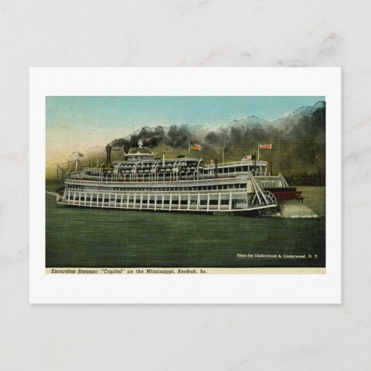 Excursion Steamer "Capitol" op de Mississippi Briefkaart (Voorkant)