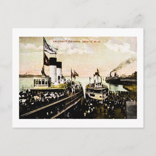 Excursion Steamers, Detroit, Michigan Briefkaart (Voorkant)