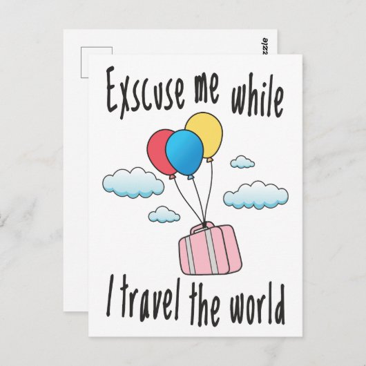 Excuseer me terwijl ik de wereld rond reis briefkaart (Voorkant / Achterkant)