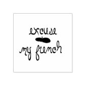 Excuseer mijn Frans. Met een Franse beret. Rubberstempel (Afrduk)