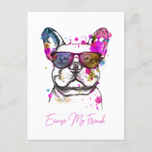 Excuseer mijn Franse Funny French Bulldog Briefkaart