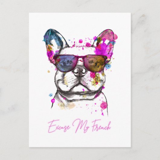 Excuseer mijn Franse Funny French Bulldog Briefkaart (Voorkant)