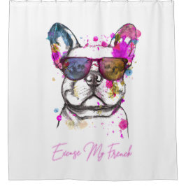 Excuseer mijn Franse Funny French Bulldog Douchegordijn