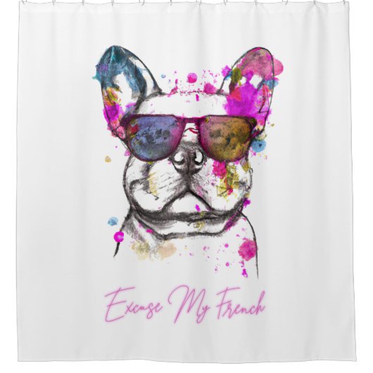Excuseer mijn Franse Funny French Bulldog Douchegordijn (Voorkant)