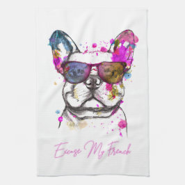 Excuseer mijn Franse Funny French Bulldog Theedoek
