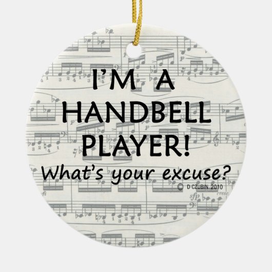 Excuseer voor de speler Handbell Keramisch Ornament (Voorkant)