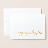 Excuses gouden folie folie kaarten (Voorkant met envelop)