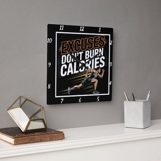 Excuses Verbrand geen calorieën Runner Vierkante Klok (Kantoor)