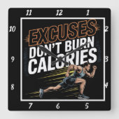 Excuses Verbrand geen calorieën Runner Vierkante Klok (Voorkant)
