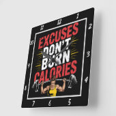 Excuses Verbrand geen Calorieën Workout Vierkante Klok (Hoek)